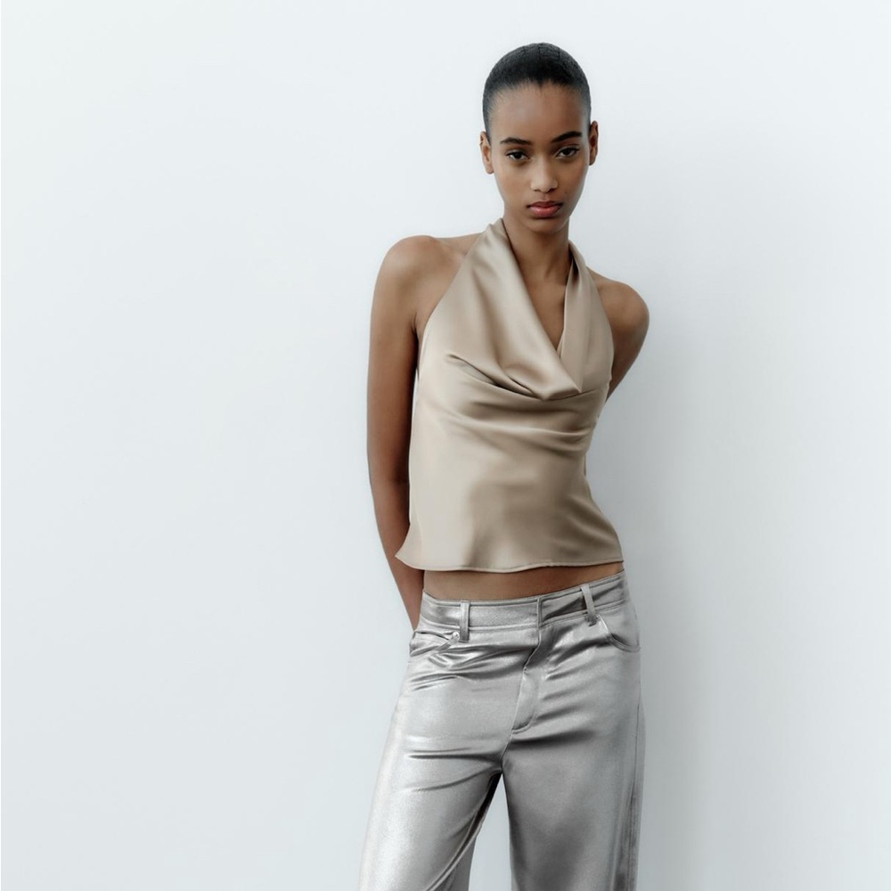Zara Satin Effect Halter Top